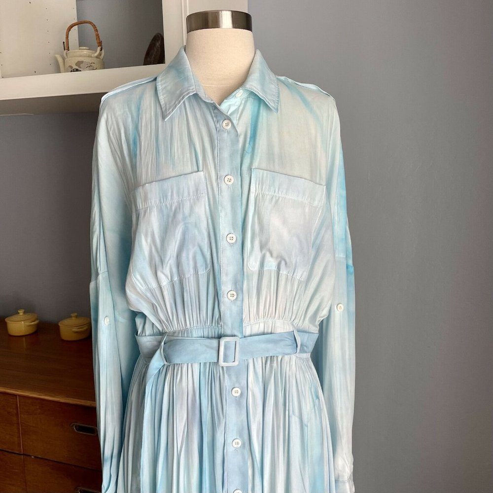 Floryday Shirt Collar Tie Dye Maxi Shirt Dress - Picture 6 of 8